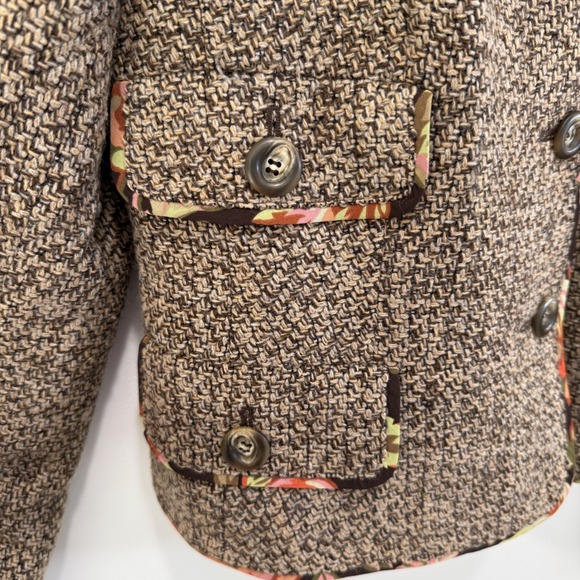 Ann Taylor Loft Single Breasted Wool Tweed Blazer 10 Shabby Chic Brown Girl Boss - Picture 5 of 10